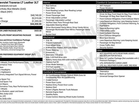 Used 2023 Chevrolet Traverse LT w/ LPO, Floor Liner Package image 12