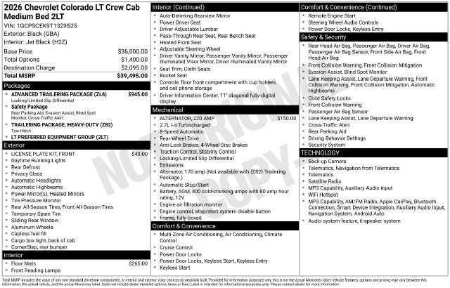 New 2026 Chevrolet Colorado LT w/ Advanced Trailering Package RWD image 33