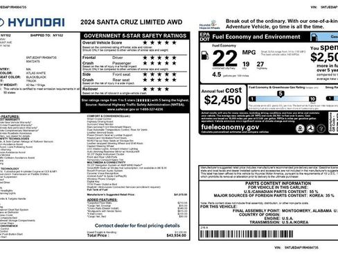 Used 2024 Hyundai Santa Cruz Limited image 43