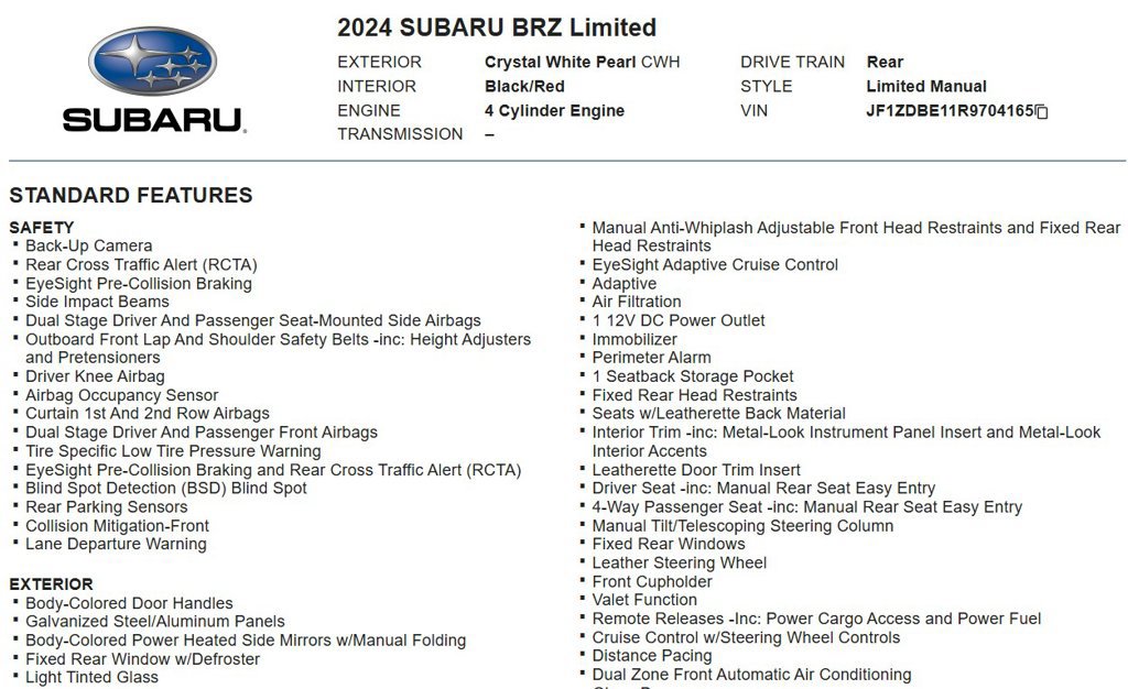 Used 2024 Subaru BRZ Limited w/ Popular Package 2 RWD image 17