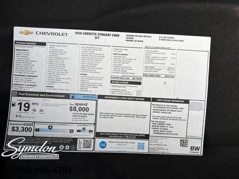 Used 2026 Chevrolet Corvette Stingray Preferred Conv w/ Battery Protection Package RWD image 19