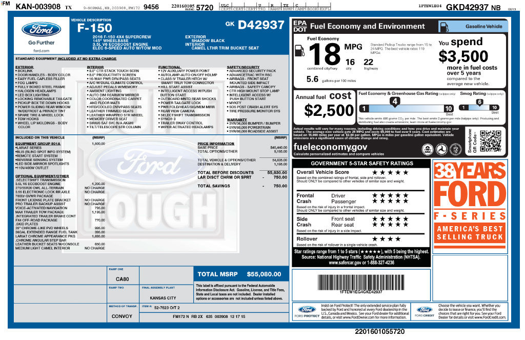 Used 2016 Ford F150 Lariat AWD/4WD image 2