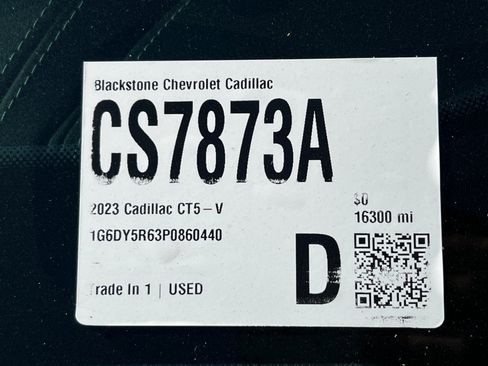 Certified 2023 Cadillac CT5 V Blackwing w/ Parking Package RWD image 3