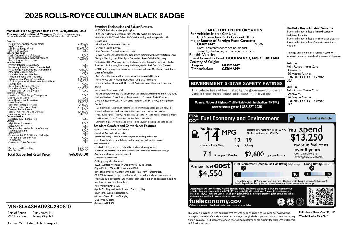 Certified 2025 Rolls-Royce Cullinan Black Badge AWD/4WD image 51