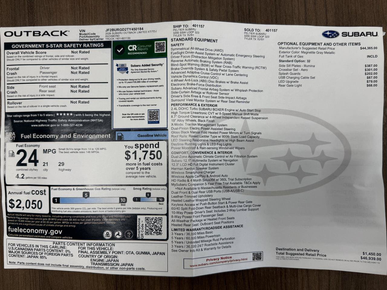 Used 2026 Subaru Outback Limited XT AWD/4WD image 55
