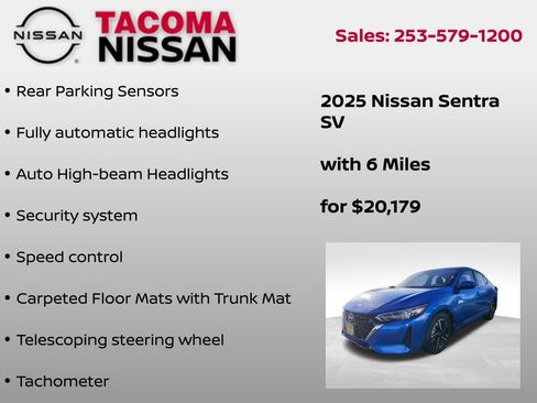 Certified 2025 Nissan Sentra SV w/ Trunk Package image 7