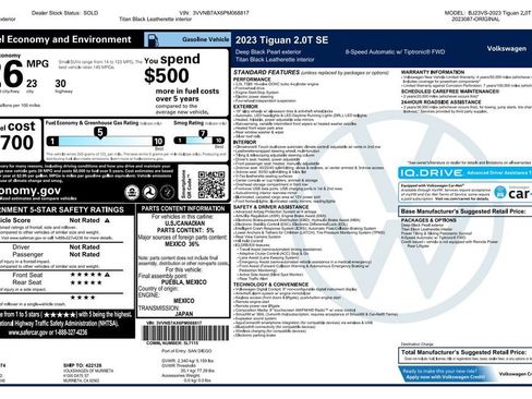 Used 2023 Volkswagen Tiguan SE w/ Panoramic Sunroof Package FWD image 3
