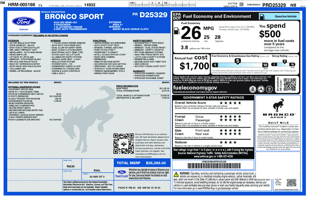 Used 2023 Ford Bronco Sport Big Bend w/ Convenience Package AWD/4WD image 12
