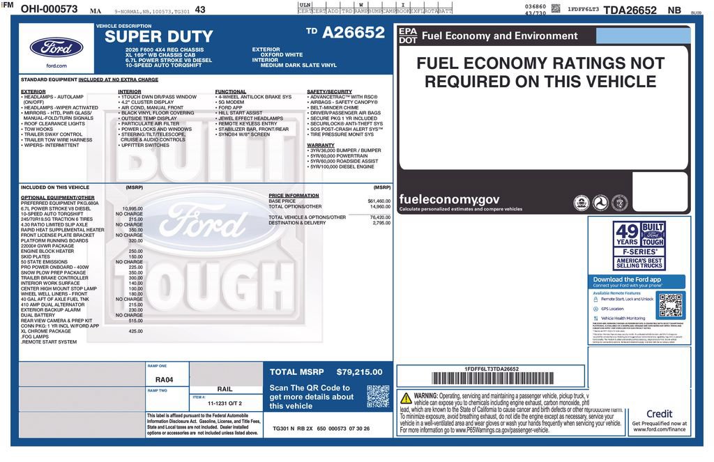 New 2026 Ford F600 4x4 Regular Cab Super Duty w/ XL Chrome Package image 4