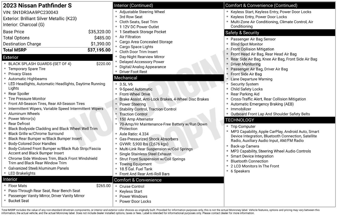 Certified 2023 Nissan Pathfinder S FWD image 33