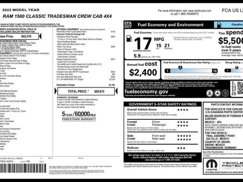 Used 2022 RAM 1500 Tradesman w/ Popular Equipment Group AWD/4WD image 7