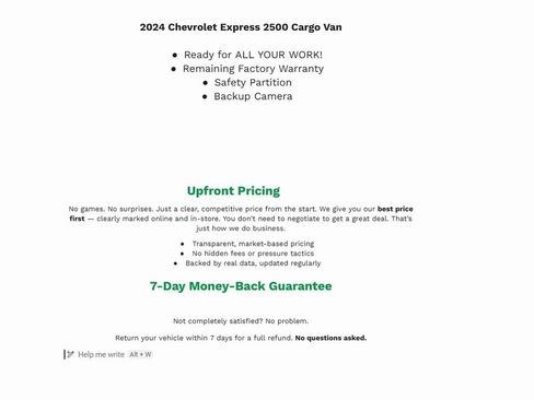 Used 2024 Chevrolet Express 2500 w/ Driver Convenience Package image 2