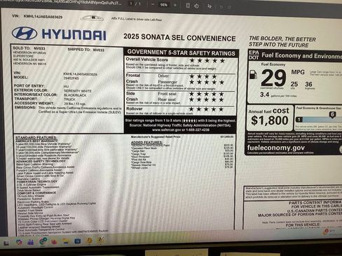 Used 2025 Hyundai Sonata SEL FWD image 54