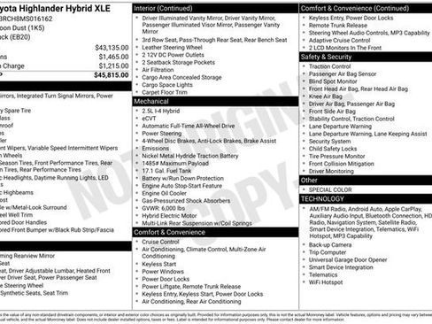 Used 2021 Toyota Highlander XLE AWD/4WD image 9
