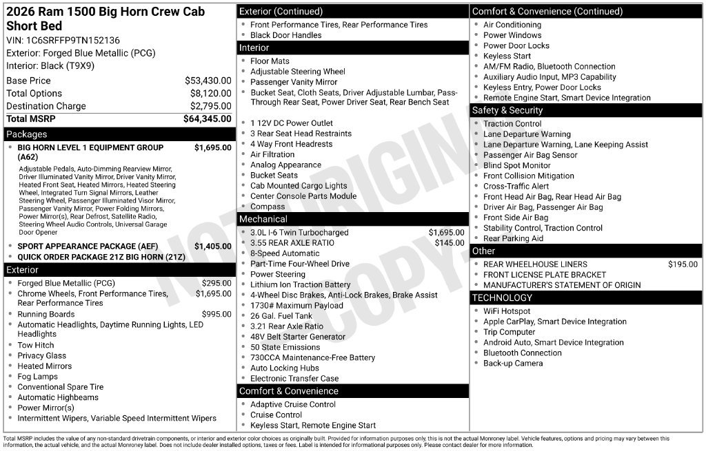New 2026 RAM 1500 Big Horn AWD/4WD image 4