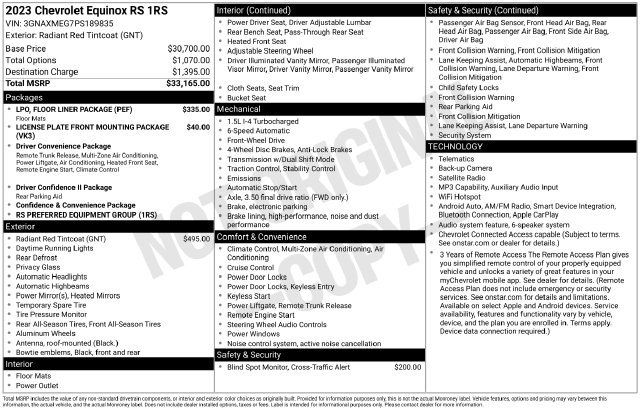 Certified 2023 Chevrolet Equinox RS w/ LPO, Floor Liner Package FWD image 28