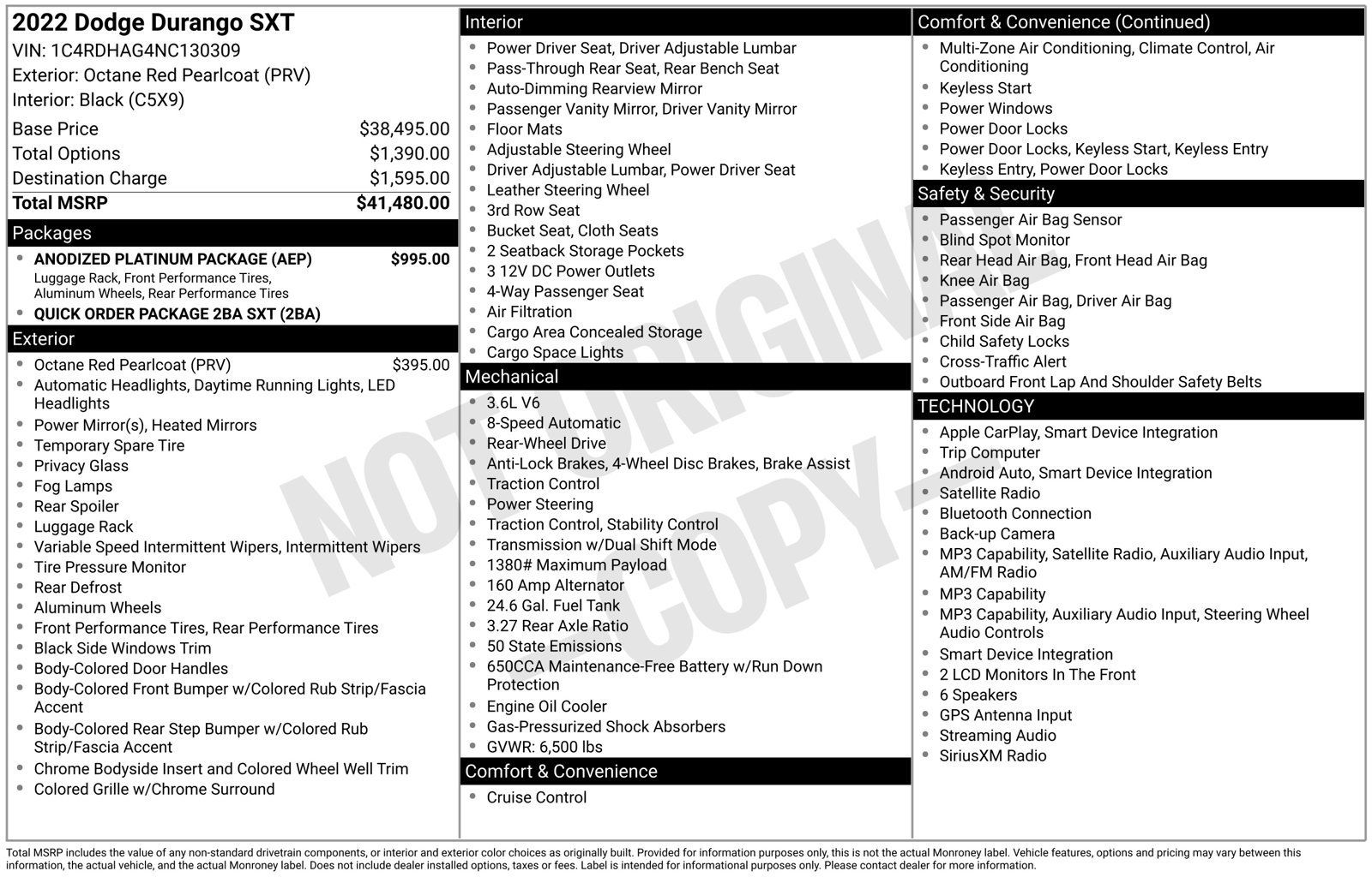 Used 2022 Dodge Durango SXT w/ Anodized Platinum Package RWD image 1