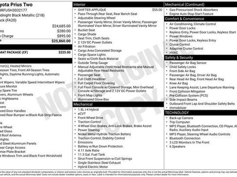 Used 2017 Toyota Prius Two w/ Carpet Mat Package FWD image 2