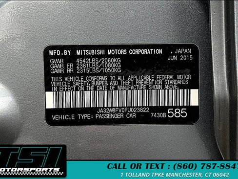 Used 2015 Mitsubishi Lancer Evolution GSR image 3