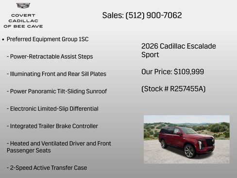 Certified 2026 Cadillac Escalade Sport w/ Touring Package AWD/4WD image 7