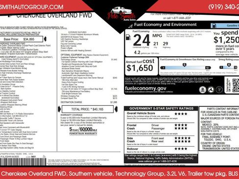 Used 2017 Jeep Cherokee Overland w/ Technology Group FWD image 41