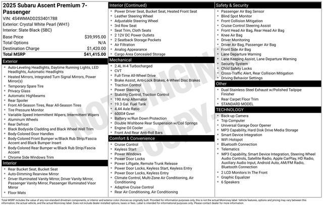 Used 2025 Subaru Ascent Premium AWD/4WD image 9