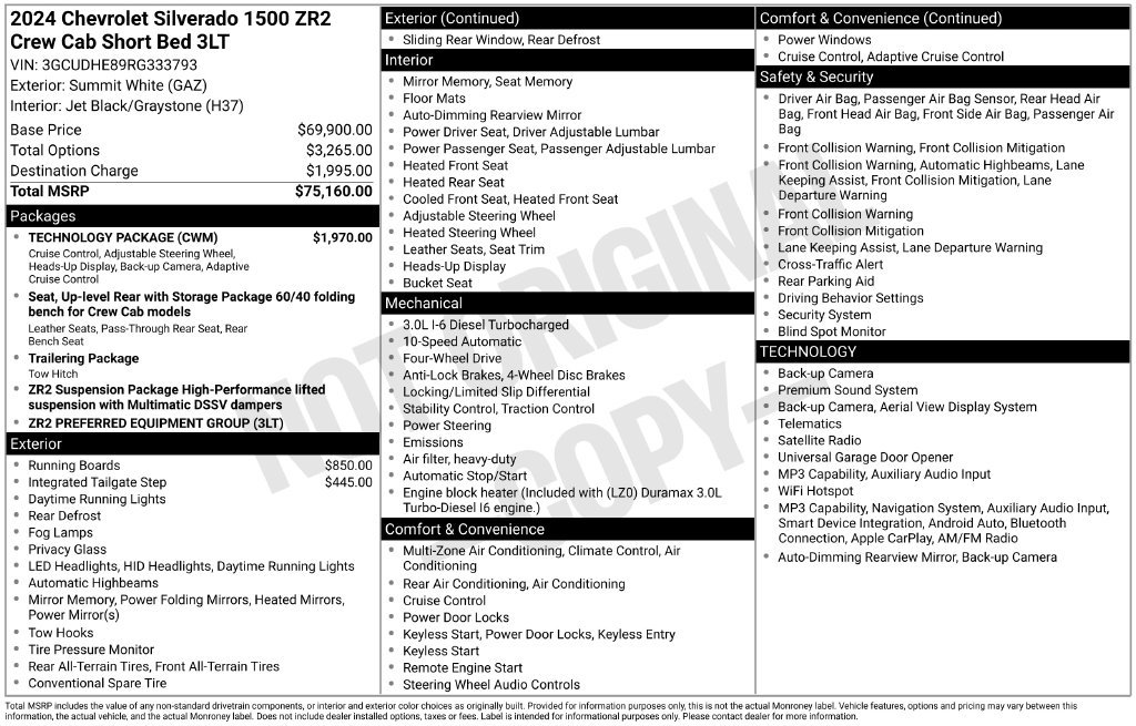 Used 2024 Chevrolet Silverado 1500 ZR2 w/ Technology Package AWD/4WD image 5
