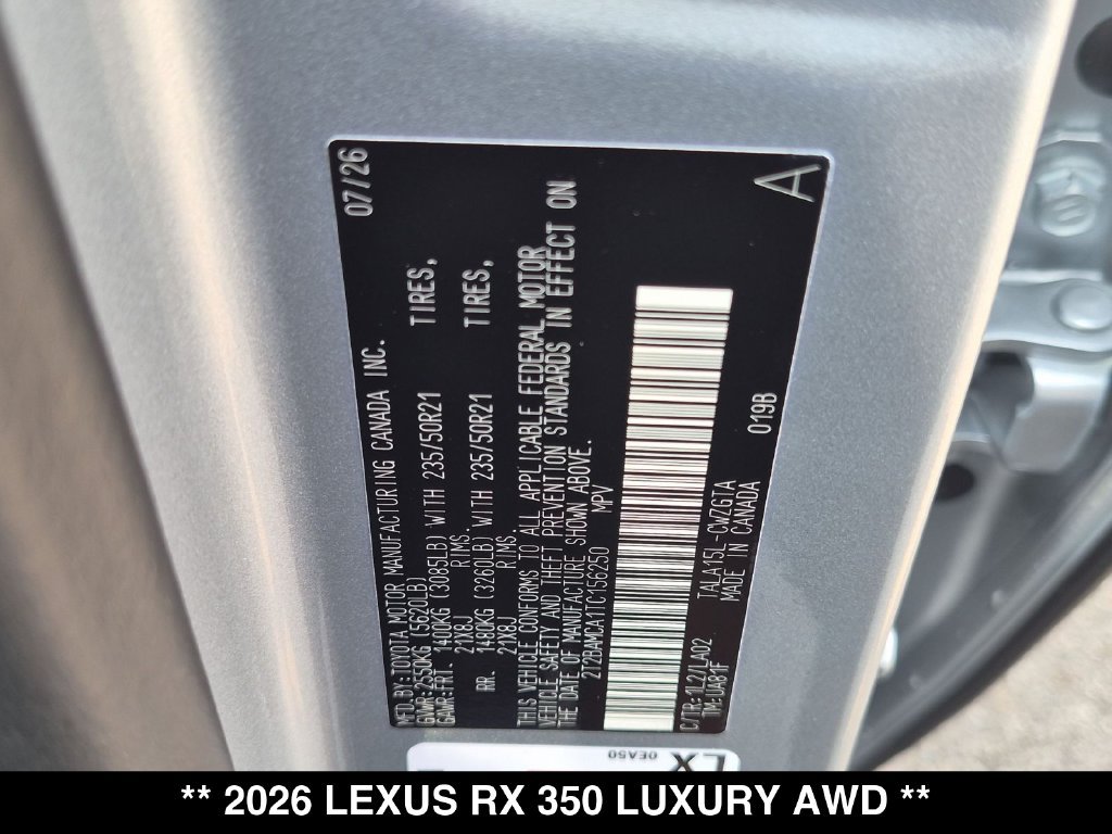New 2026 Lexus RX 350 AWD w/ Convenience Package image 18