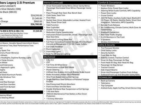 Used 2018 Subaru Legacy 2.5i Premium w/ Eyesight & BSD & Rcta & HBA image 13