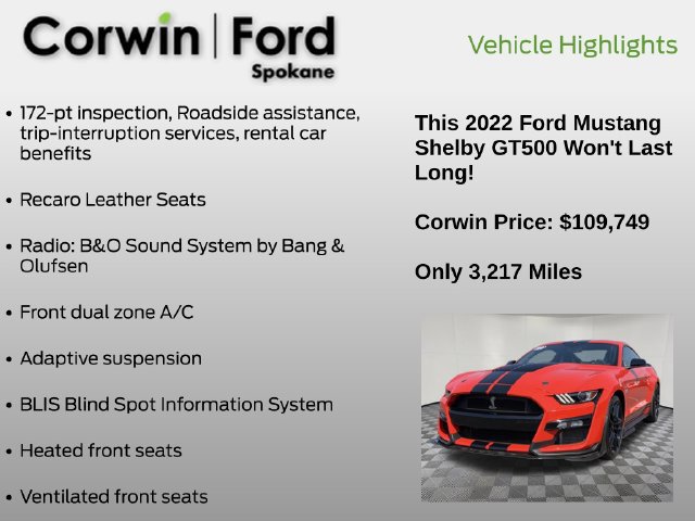 Certified 2022 Ford Mustang Shelby GT500 w/ Technology Package RWD image 13