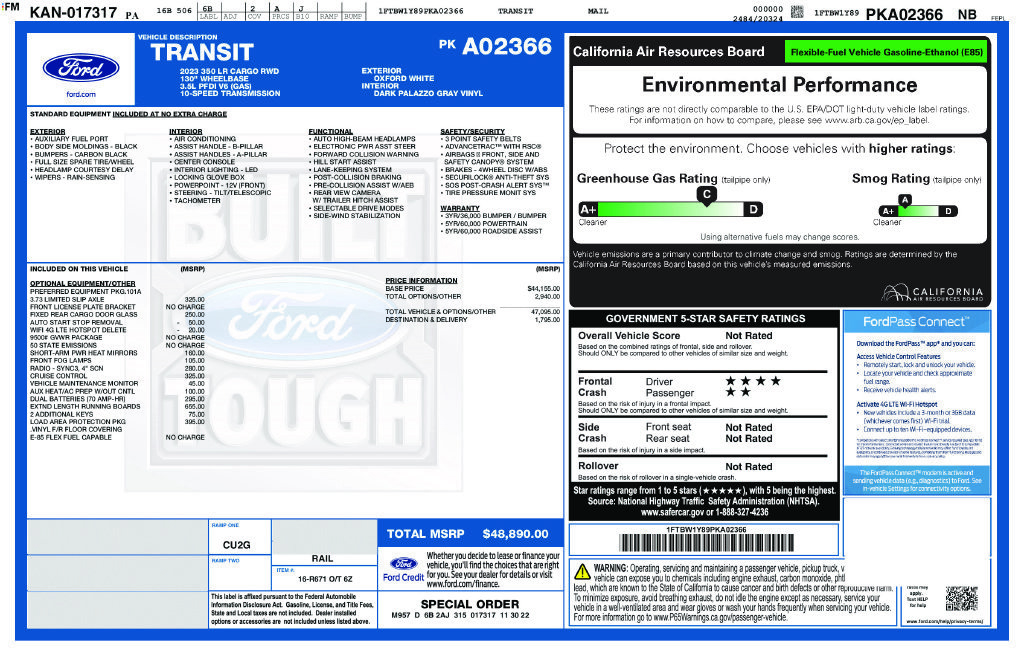 Used 2023 Ford Transit 350 Low Roof w/ Load Area Protection Package RWD image 27