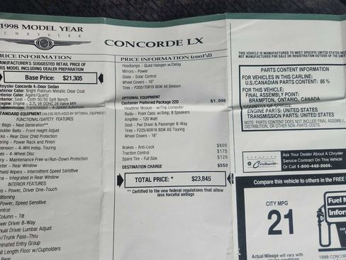 Used 1998 Chrysler Concorde LX image 10