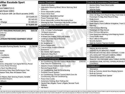Certified 2024 Cadillac Escalade Sport Platinum w/ Heavy-Duty Trailer Package AWD/4WD image 16