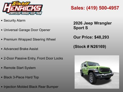 New 2026 Jeep Wrangler Unlimited Sport AWD/4WD image 36
