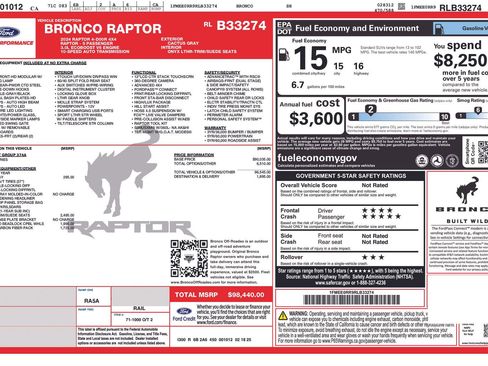 Used 2024 Ford Bronco Raptor w/ Interior Carbon Fiber Pack 6 AWD/4WD image 10