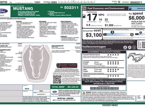 Used 2025 Ford Mustang Dark Horse w/ Dark Horse Handlin Package RWD image 1