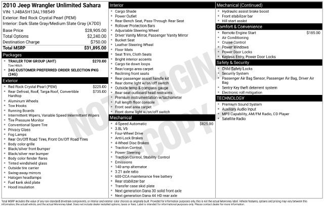Used 2010 Jeep Wrangler Unlimited Sahara w/ Trailer Tow Group AWD/4WD image 6