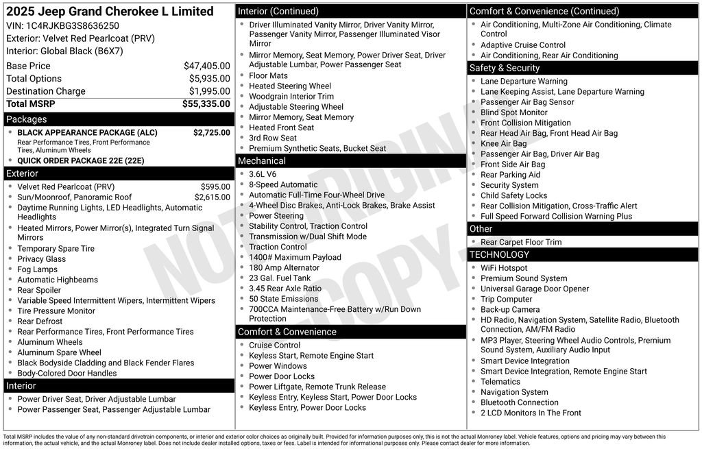 Certified 2025 Jeep Grand Cherokee L Limited w/ Black Appearance Package AWD/4WD image 38