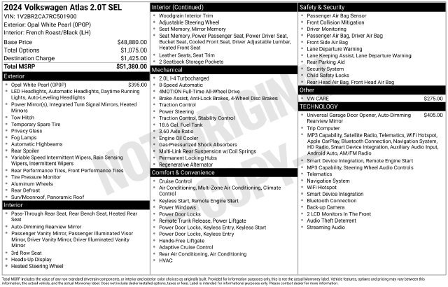 Used 2024 Volkswagen Atlas SEL AWD/4WD image 39