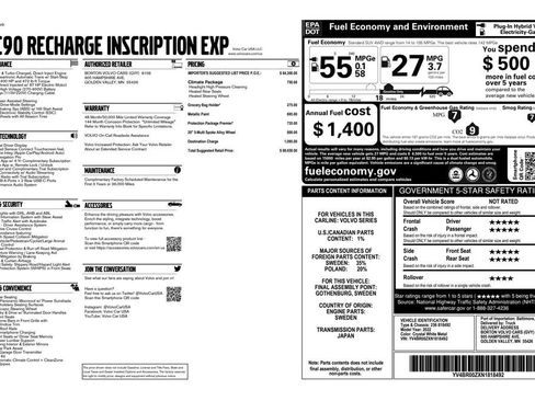 Used 2022 Volvo XC90 T8 Inscription Expression w/ Climate Package image 3