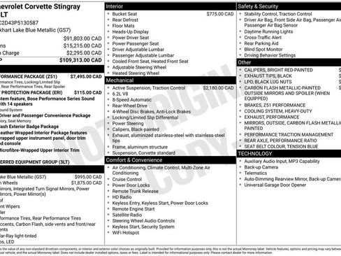 Used 2023 Chevrolet Corvette Stingray Premium Cpe w/ Z51 Performance Package RWD image 64