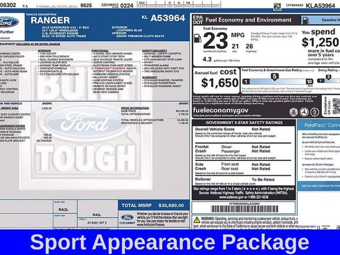 Used 2019 Ford Ranger XLT w/ Equipment Group 302A Luxury image 3