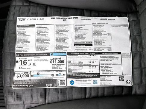 New 2026 Cadillac Escalade Platinum Sport w/ LPO, ONYX Package AWD/4WD image 14