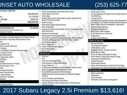 Used 2017 Subaru Legacy 2.5i Premium w/ Moonroof Package AWD/4WD image 42