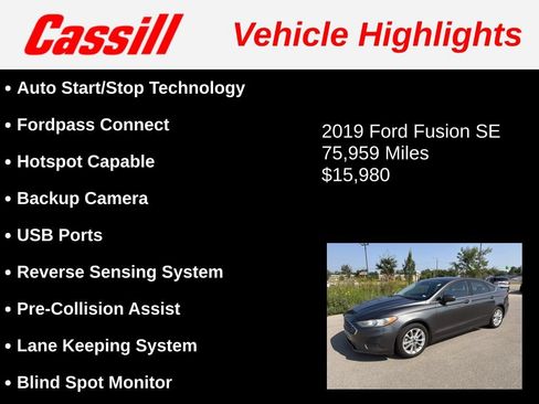 Used 2019 Ford Fusion SE FWD image 3