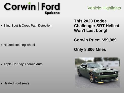 Used 2020 Dodge Challenger SRT Hellcat w/ Plus Package RWD image 18