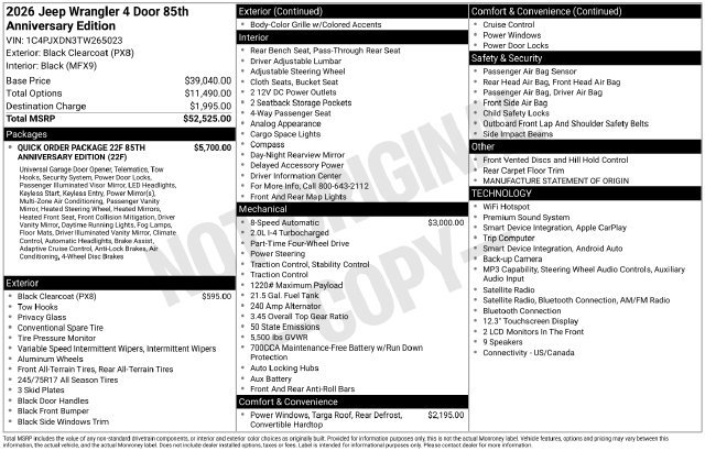 New 2026 Jeep Wrangler Unlimited Sport AWD/4WD image 27