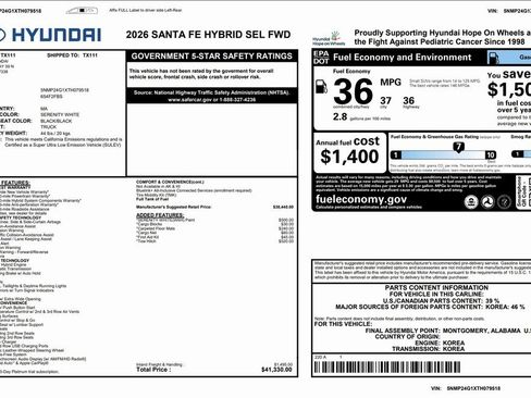 Certified 2026 Hyundai Santa Fe SEL image 3