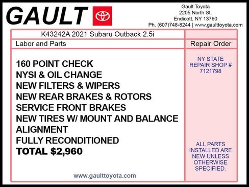 Used 2021 Subaru Outback 2.5i image 2