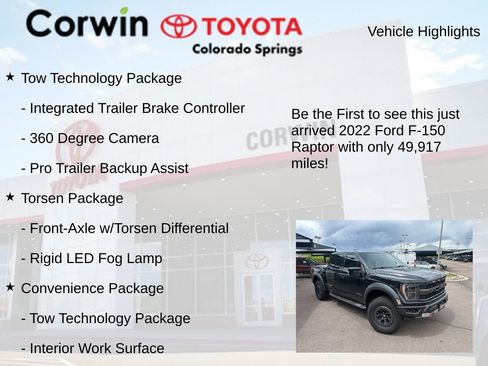 Used 2022 Ford F150 Raptor w/ Equipment Group 801A High AWD/4WD image 4
